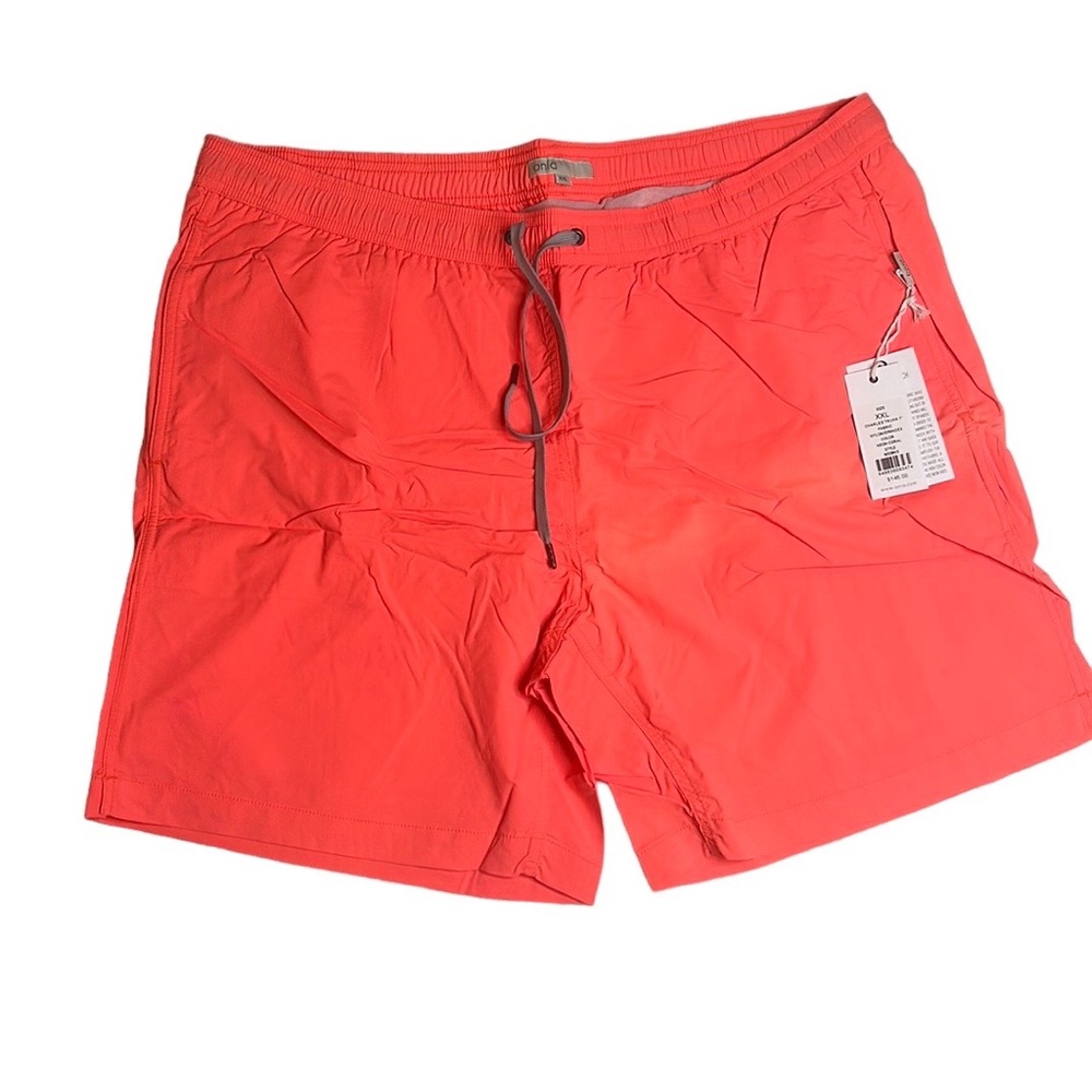 Onia Charles Trunk 7” Neon Coral Italian Stretch Mens Swim Trunks